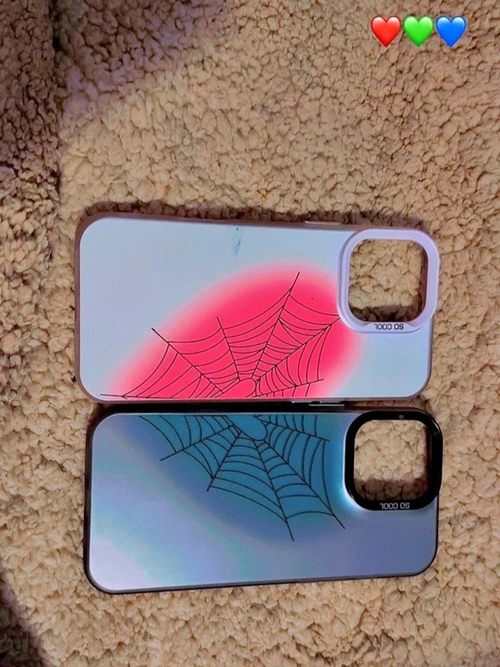 Spider Web Phone Case Set Pink & Blue Like New